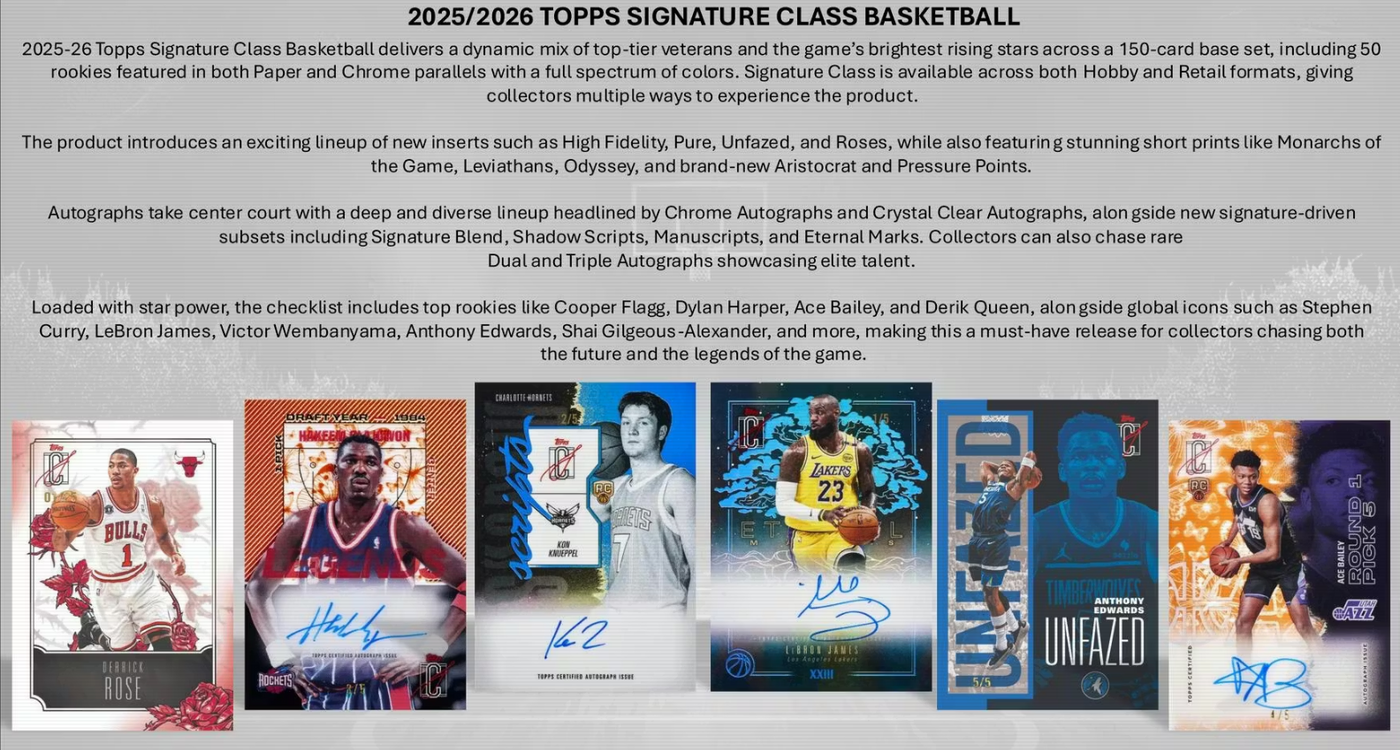 2025-26 Topps Signature Class Basketball Hobby Jumbo Box